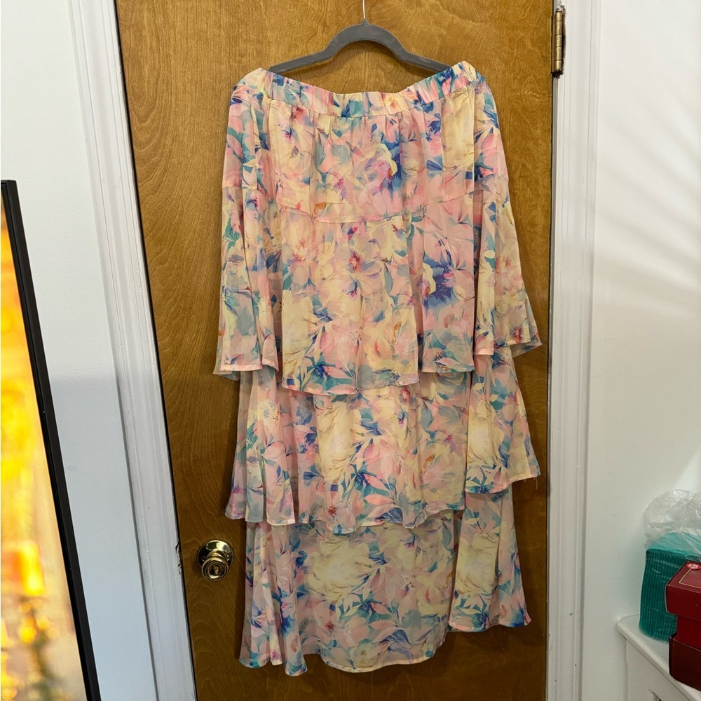 Eloquii Midi Length Floral Skirt
